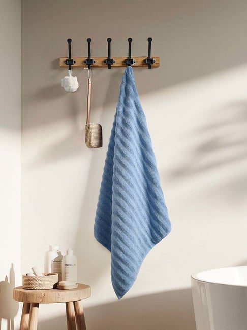 Haus & Kinder Beige & Dusty Blue Cotton Bath Towel Pack of 2