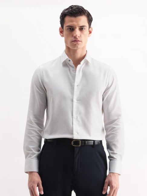 Rare Rabbit White Solid Regular Fit Shirt-image-34