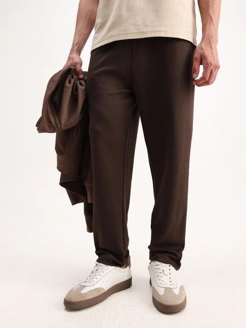 Rare Rabbit Brown Solid Regular Fit Trackpants-picture-14