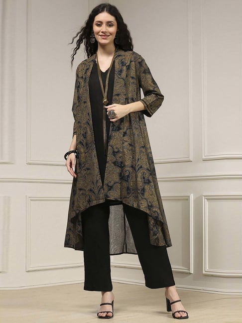 Biba Black Straight Fit Kurta Set