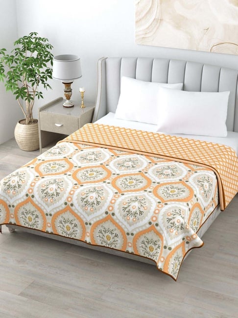 Haus & Kinder Orange Printed Reversible Single Dohar