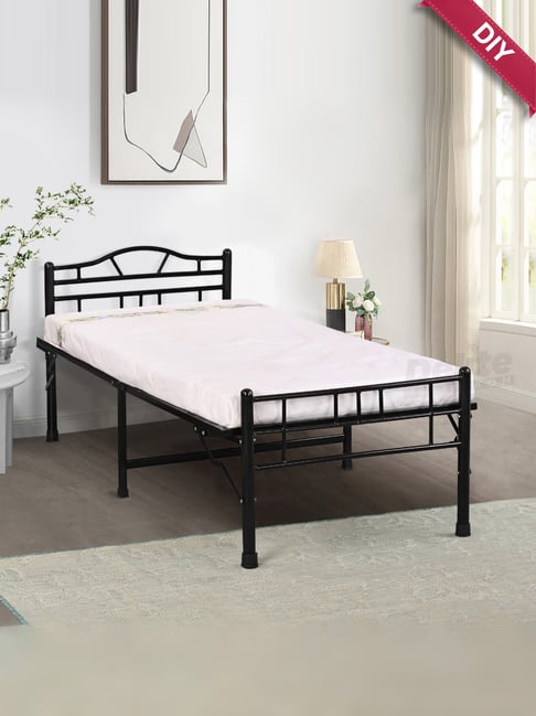 Delite Kom Black Metal Lyra Single Folding Bed
