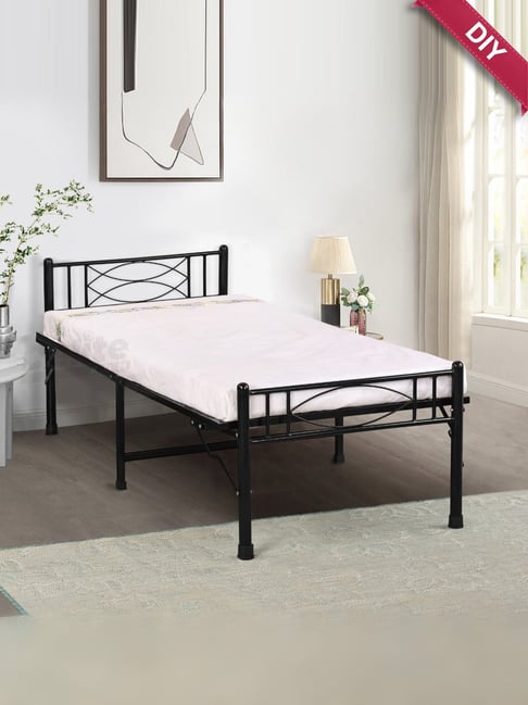Delite Kom Black Metal Halo Single Folding Bed