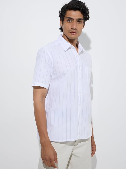 WES Casuals by Westside White Striped Relaxed-Fit Cotton Shirt-picture-45