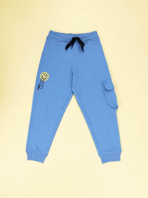 Kiddopanti Boys Dust Blue Printed Trackpants-picture-33