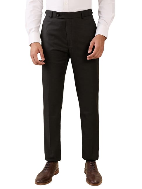 Park Avenue Black Polyviscose Slim Fit Checked Formal Trosuers-picture-33