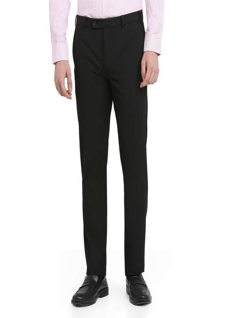 Park Avenue Black Polyviscose Slim Fit Formal Trosuers-picture-32