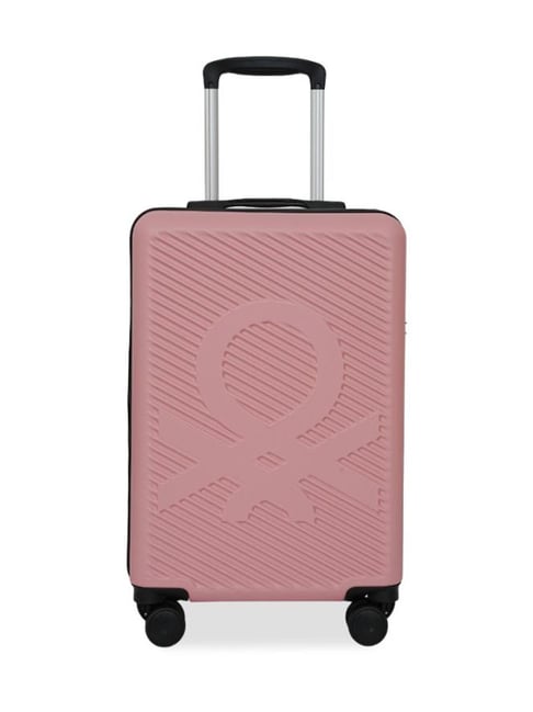 United Colors of Benetton Rose Pink Glide Textured Small Hard Sided Cabin Trolley