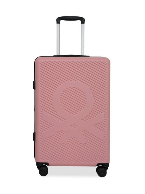 United Colors of Benetton Rose Pink Glide Textured Medium Hard Sided Checked Luggage