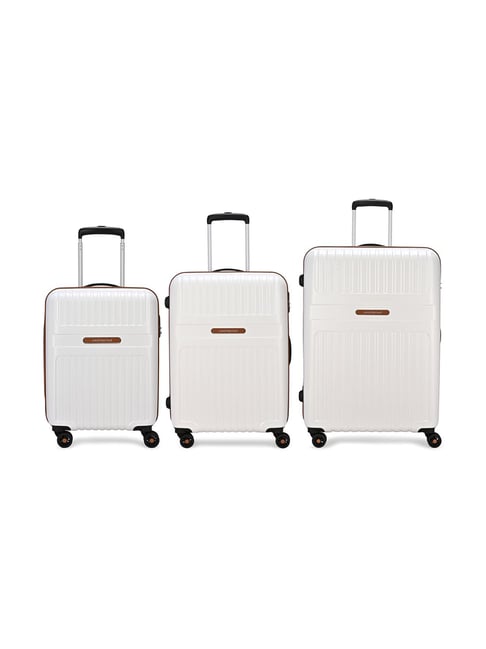 Aristocrat Atlas Pearl White Textured Large Hard Sided Checked Luggage - Set of 3 (55, 66 & 77cm)