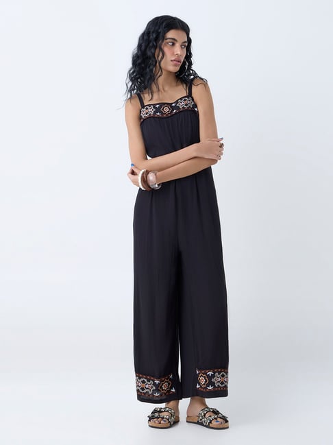 Bombay Paisley by Westside Black Embroidered Jumpsuit