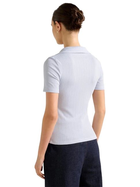 トップス Ribbed jersey polo shirt Addison Rib Short Sleeve Polo