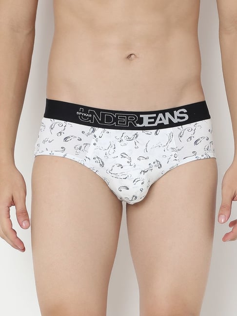 Underjeans By Spykar White Regular Fit Printed Briefs-picture-37