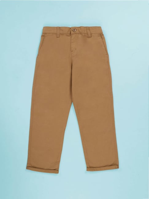 Kiddopanti Boys Light Brown Cotton Regular Fit Pants-picture-48