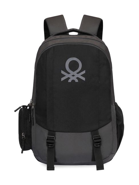 United Colors of Benetton Dark Grey & Black Turf Color Block Laptop Backpack