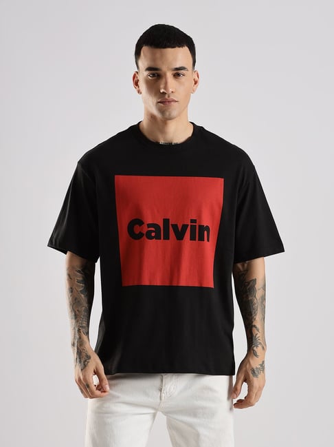 Calvin Klein Jeans Black Cotton Comfort Fit Logo Printed T-Shirt-picture-45
