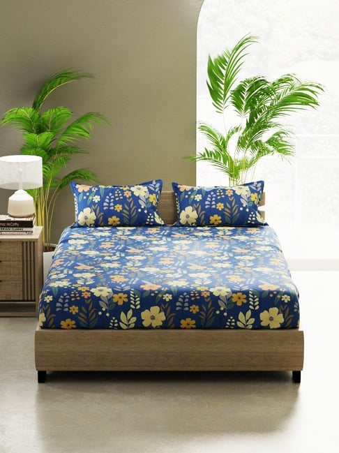 Bianca Home of Ora Multicolor Cotton Floral 135 TC Double Flat Bedsheet with 2 Pillow Covers-picture-31