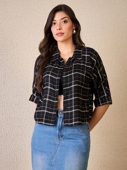 Chimpaaanzee Black Regular Fit Checked Shirt-picture-33