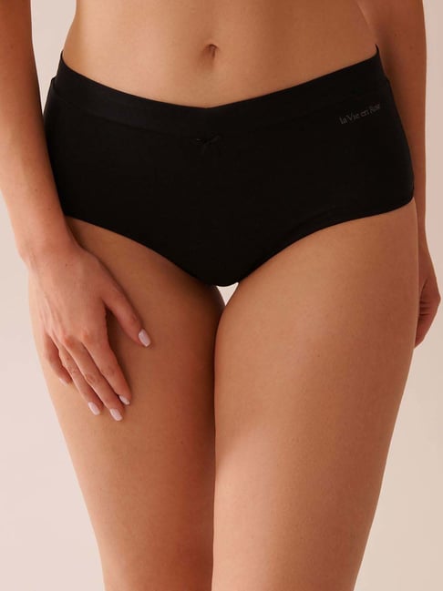 La Vie En Rose Black Cotton Panties-picture-10