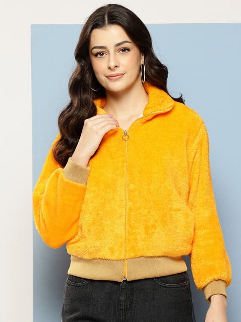 Aarika Yellow Regular Fit Fur Jacket-picture-39