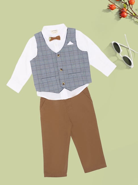 Pantaloons Baby Boys Coco Mocha Checks Clothing Set