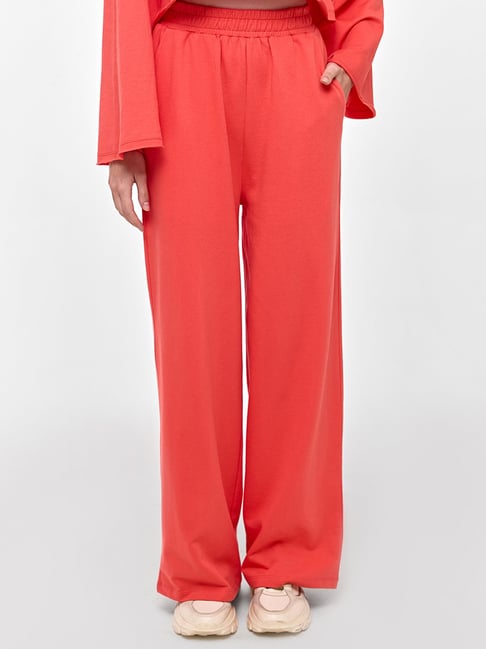 Cover Story Red Cotton Regular Fit Casual Trousers-picture-26