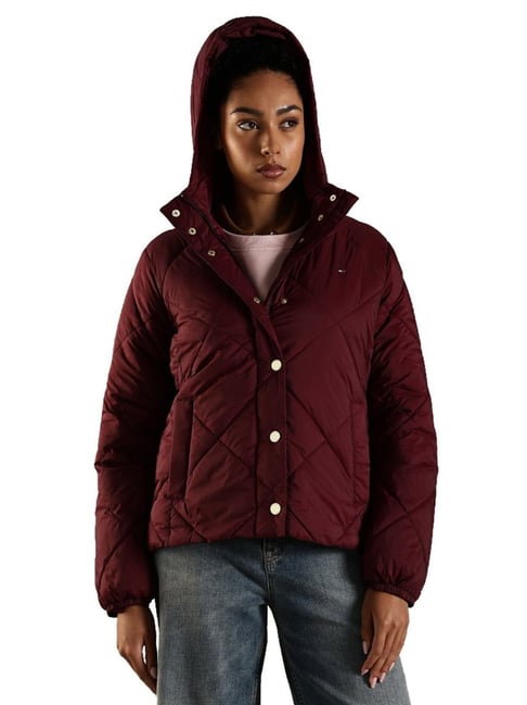 TOMMY HILFIGER Maroon Regular Fit Puffer Jacket-image-19