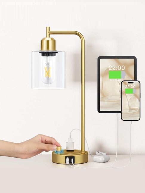 The Artment Gold Table Lamp with USB Charging Port & Touch Control ¿ Modern LED Lamp