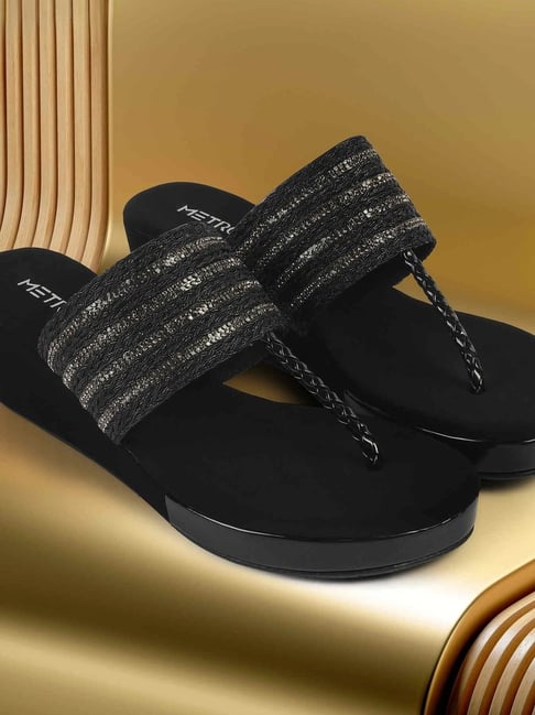 Metro Women's Black T-Strap Wedges-picture-33