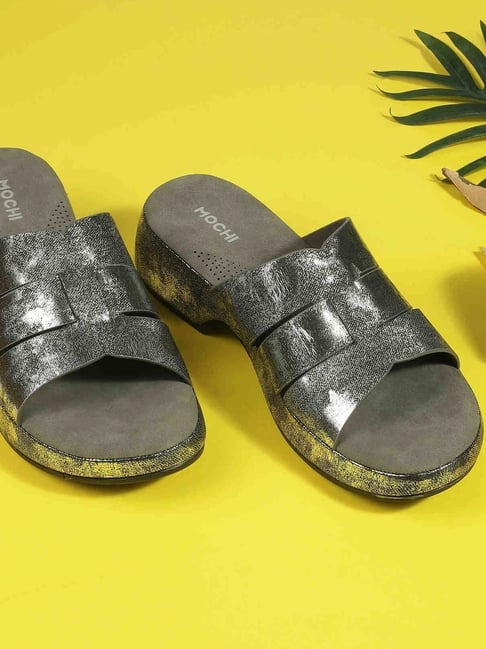 Mochi Women's Gun Metal Slides-picture-31