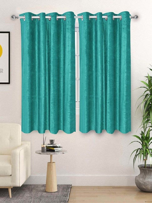 Saral Home Teal 4x5 ft. Reversible Satin & Velvet Blackout Curtain Pack of 2-picture-15