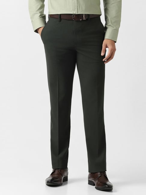 Van Heusen Green Slim Fit Checks Trousers-picture-18