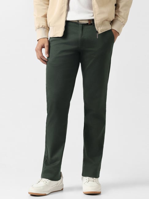 Van Heusen Green Cotton Slim Fit Trousers