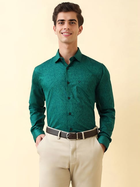 Allen Solly Green Cotton Slim Fit Printed Shirt-picture-10