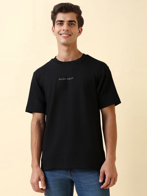 Allen Solly Black Loose Fit Texture T-Shirt-picture-25