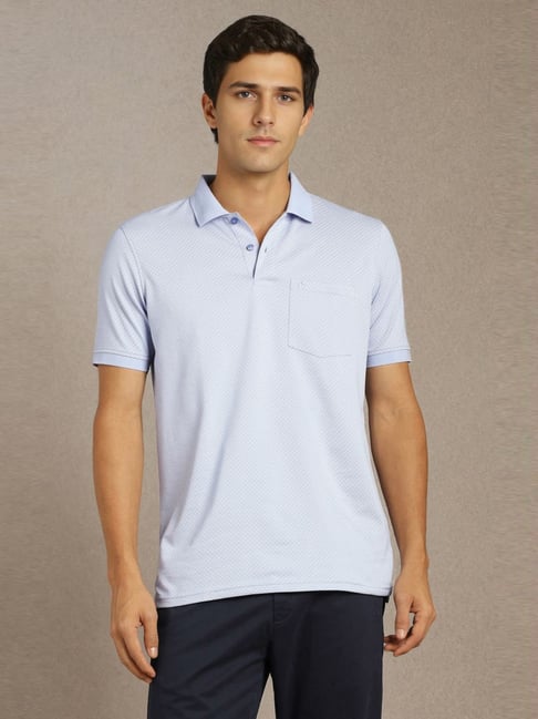 Louis Philippe Blue Cotton Regular Fit Printed Polo T-Shirt-picture-20