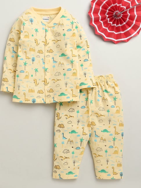 Bumzee Boys Yellow Cotton Printed Regular Fit Clothing Set