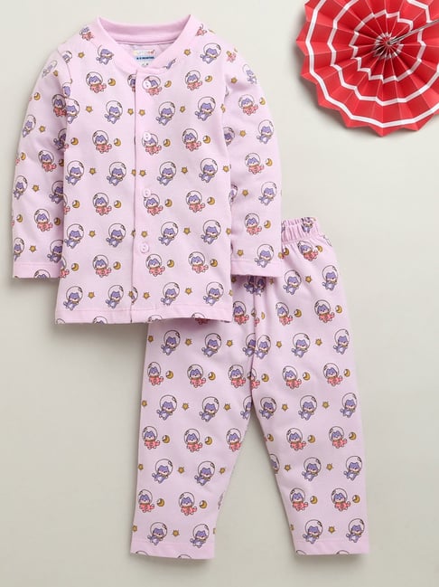 Bumzee Girls Lavender Cotton Printed Regular Fit Clothing Set