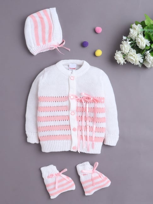 Bumzee Girls White & Pink Regular Fit Sweater-picture-15