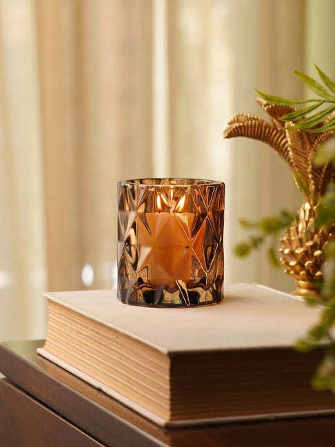 Pure Home and Living Dark Amber Diamond Cut Glass Tealight Holders - Set of 2-picture-39