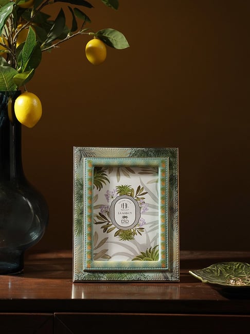 Pure Home and Living Green Printed Faux Leather Photo Frame - Large-picture-44