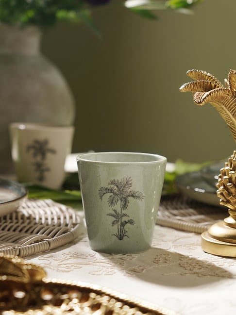 Pure Home and Living Green Ceramic Printed Tumbler