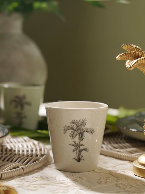 Pure Home and Living Ivory Ceramic Printed Tumbler