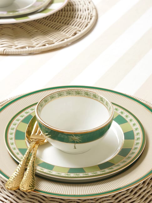 Pure Home and Living Beige & Green Verde Print Bowls - Set of 2-picture-48