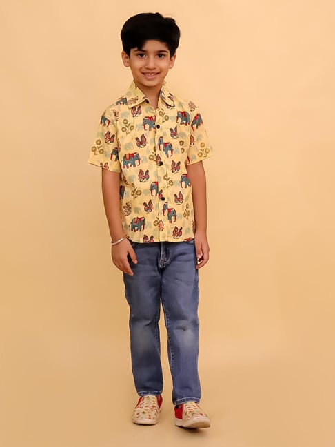 The Mom Store Boys Multicolor Cotton Printed Shirt