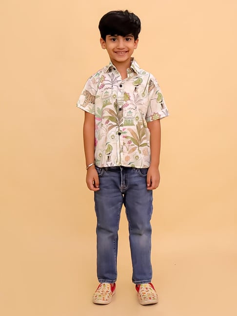 The Mom Store Boys Multicolor Cotton Printed Shirt