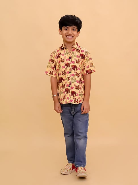 The Mom Store Boys Multicolor Cotton Printed Shirt