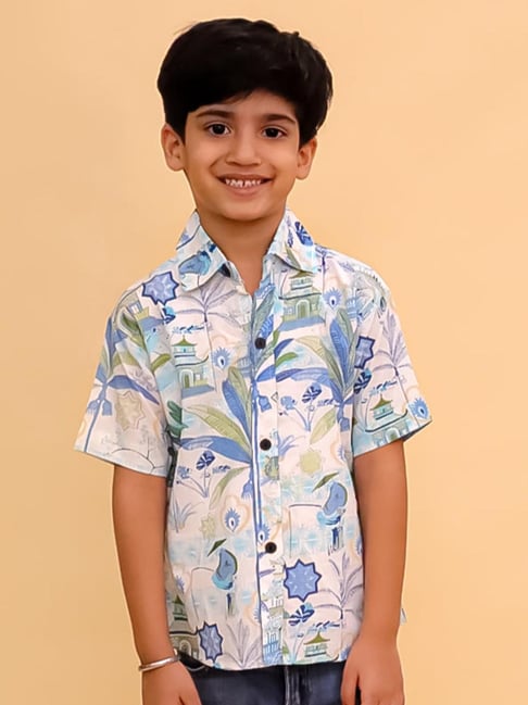The Mom Store Boys Multicolor Cotton Printed Shirt