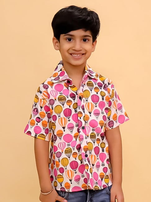 The Mom Store Boys Multicolor Cotton Printed Shirt