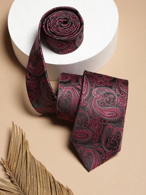 Van Heusen Maroon Embroidered Tie
